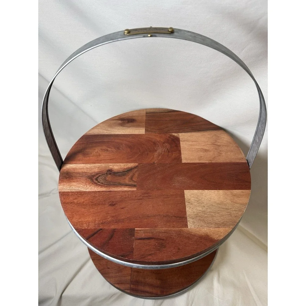 Hearth & Hand Magnolia Wood Metal 2 Tier Cake Stand Serving Tray Rustic